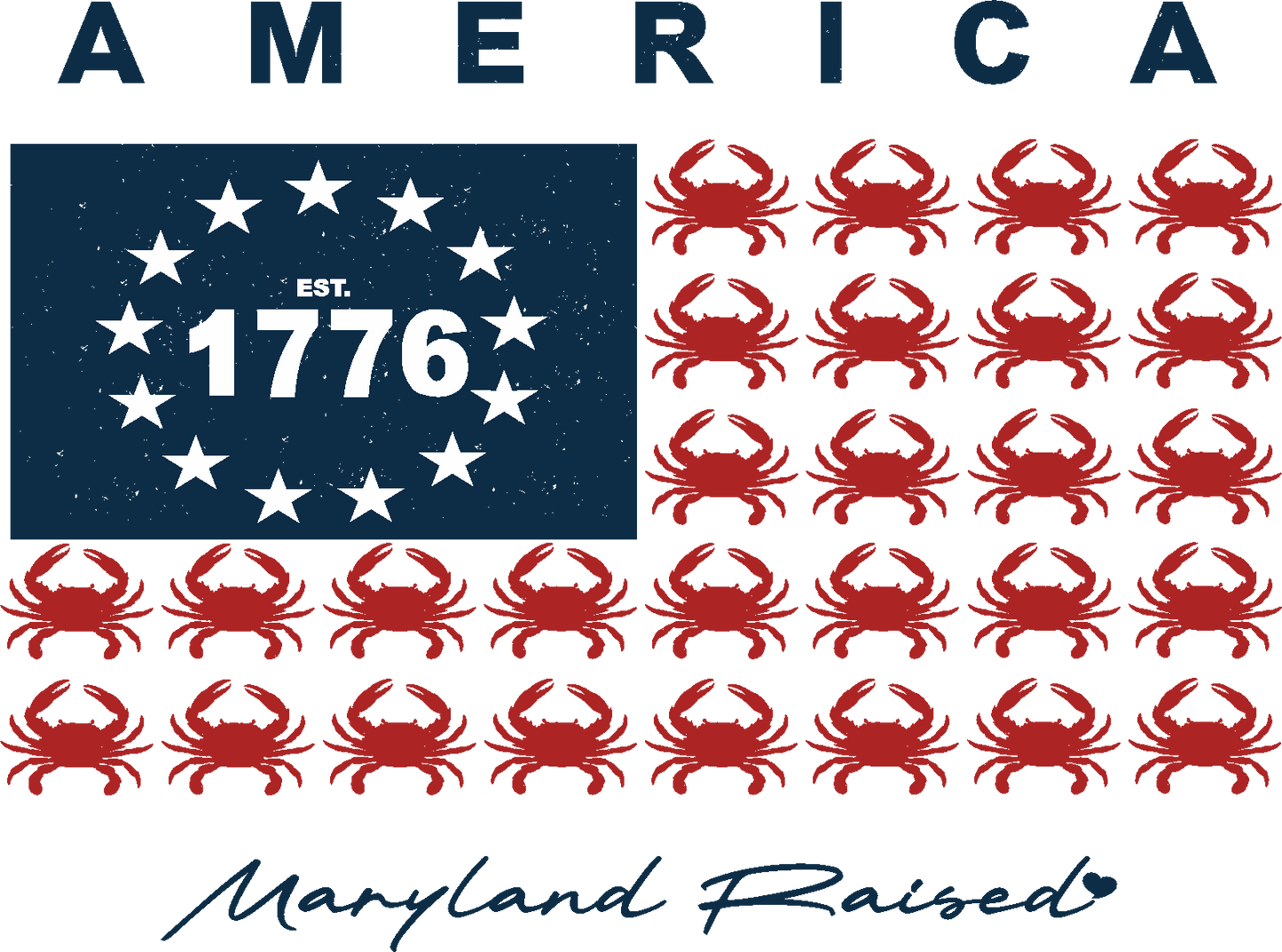 American Flag Red Crab White Blue