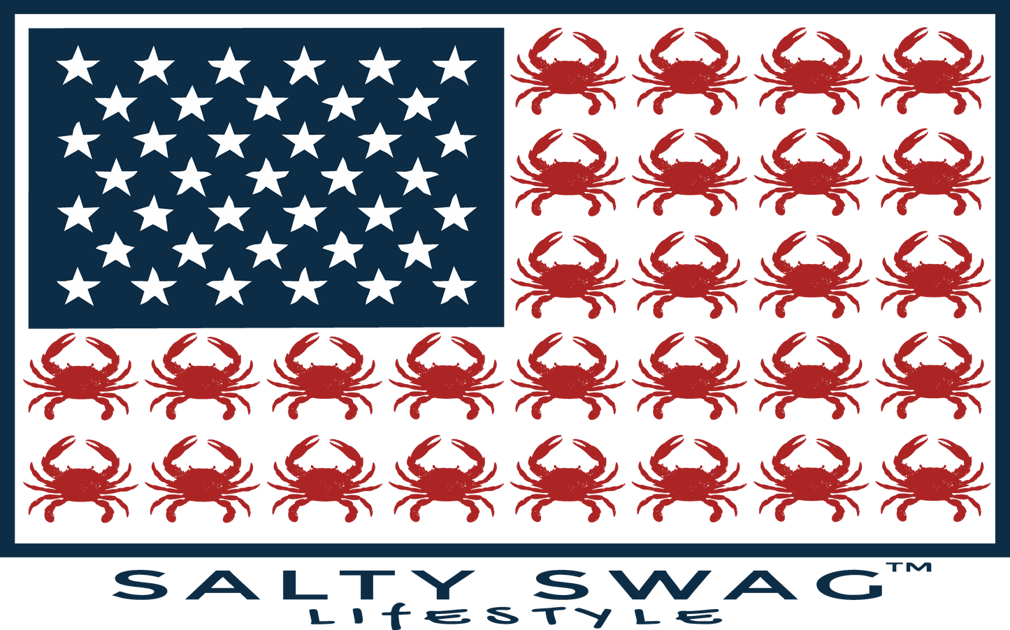 American Flag Red Crab White Blue
